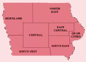 Iowa Map with Federation Boundaries
